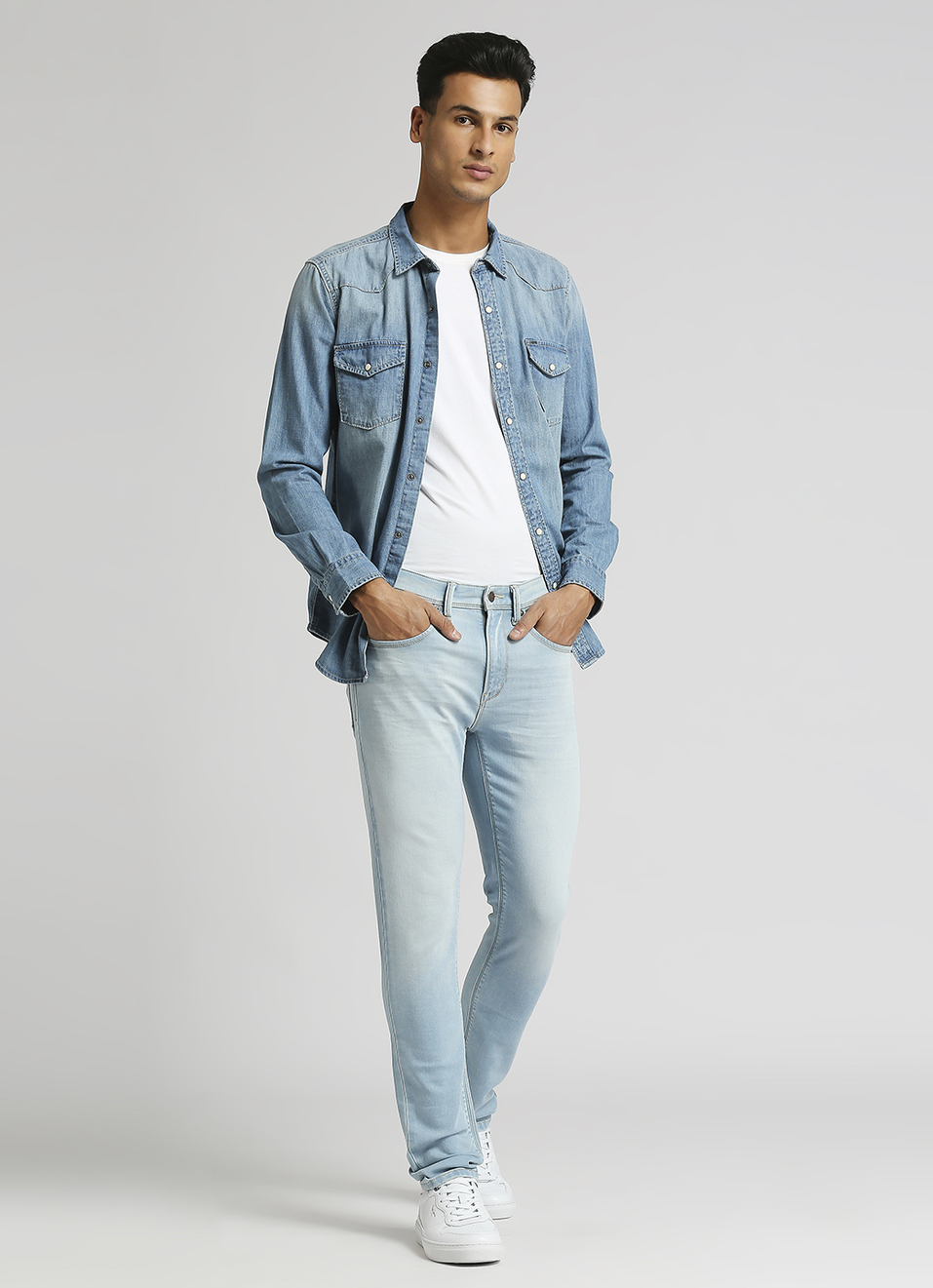 Chinox Light Blue Mid Rise Skinny Gymindigo Jeans, , large image number 1
