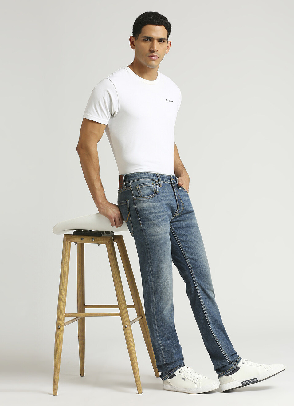 Vapour Blue Mid Rise Slim Fit Jeans, , large image number 1