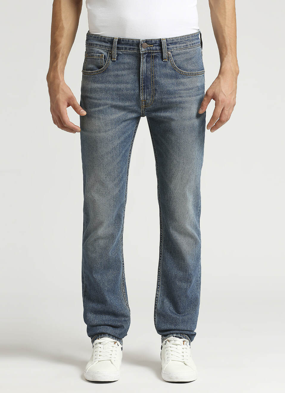 Vapour Blue Mid Rise Slim Fit Jeans, , large image number 2