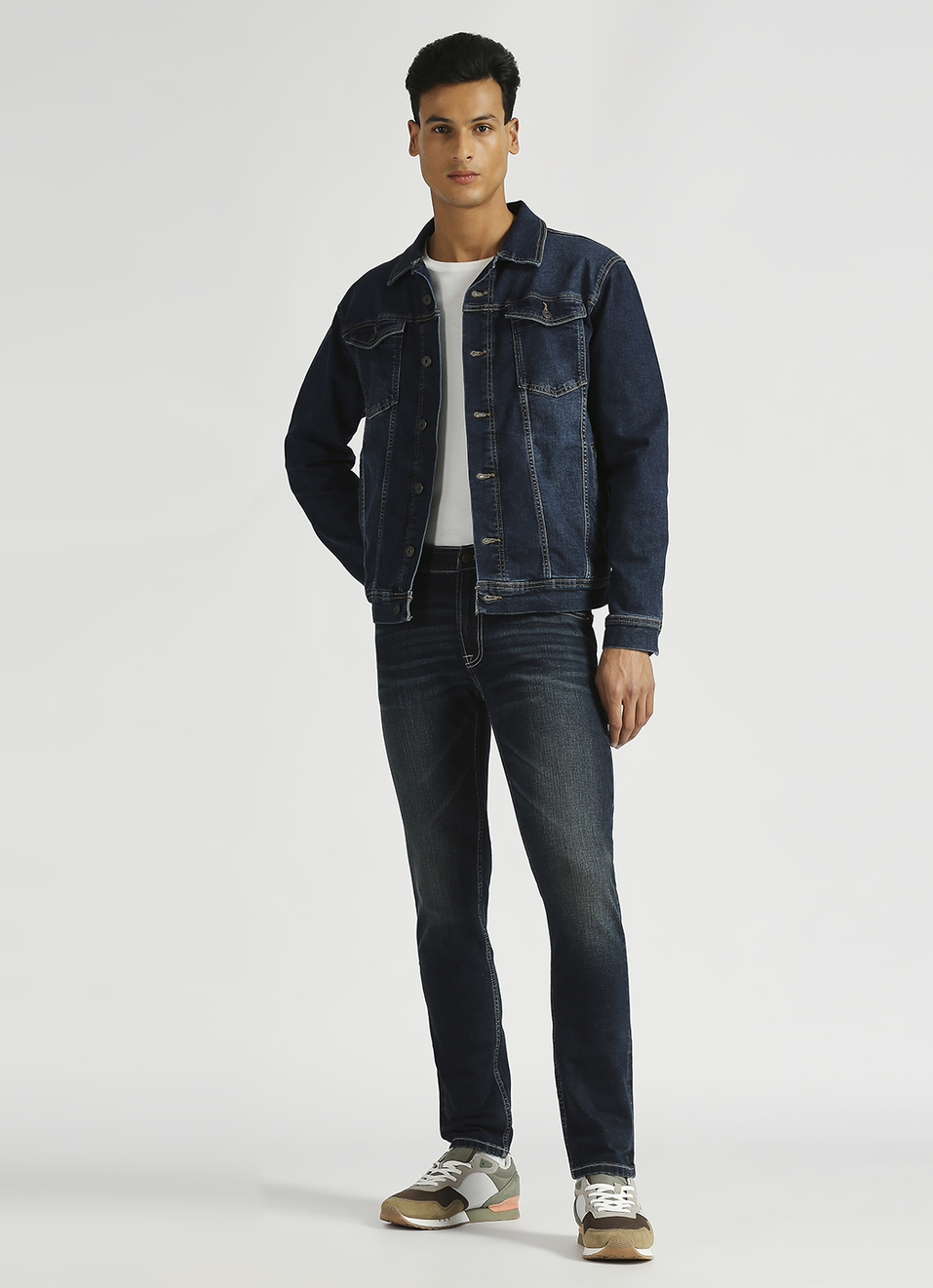 Vapour Dark Blue Low Rise Tapered Fit Jeans, , large image number 1