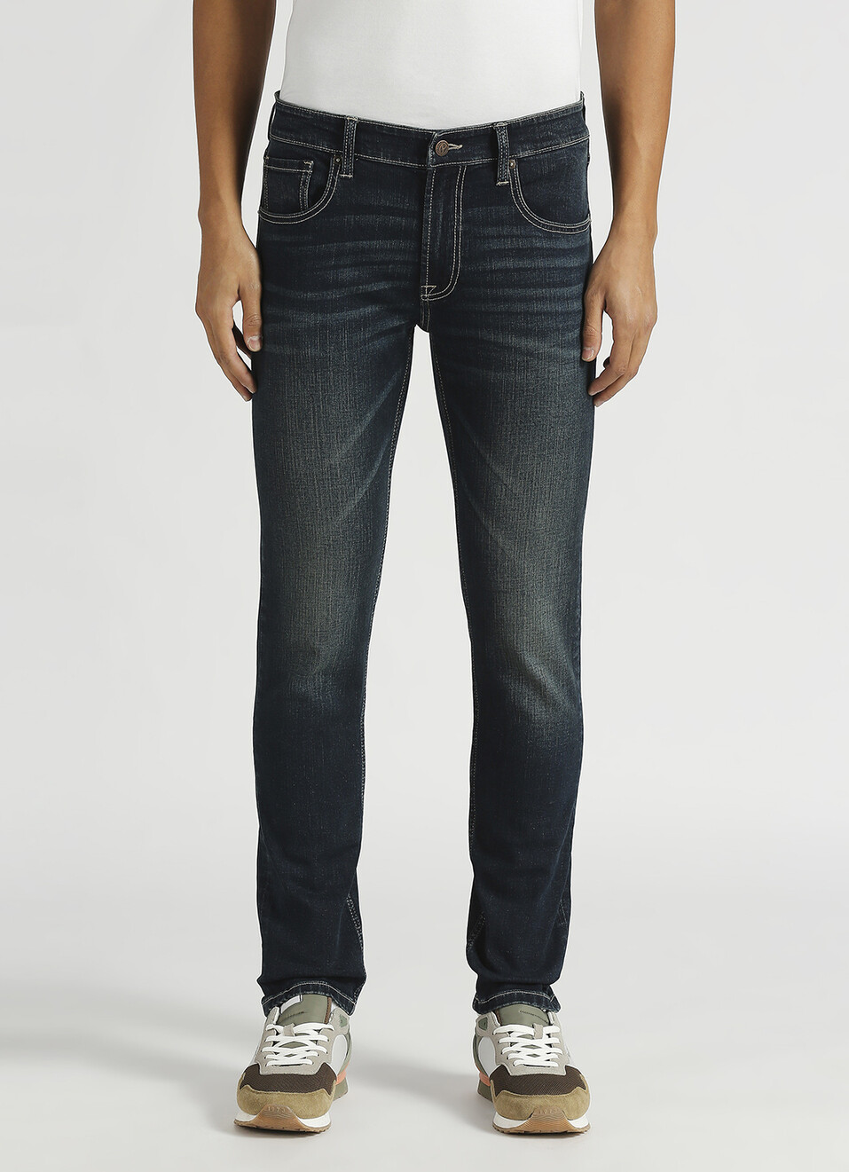 Vapour Dark Blue Low Rise Tapered Fit Jeans, , large image number 2