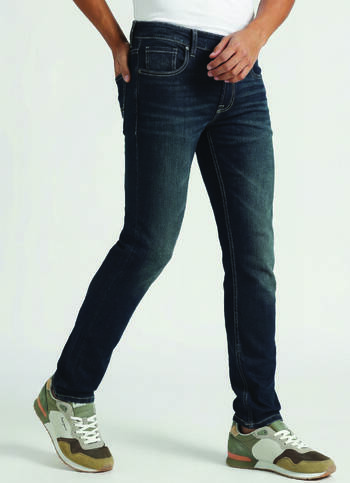 Vapour Dark Blue Low Rise Tapered Fit Jeans
