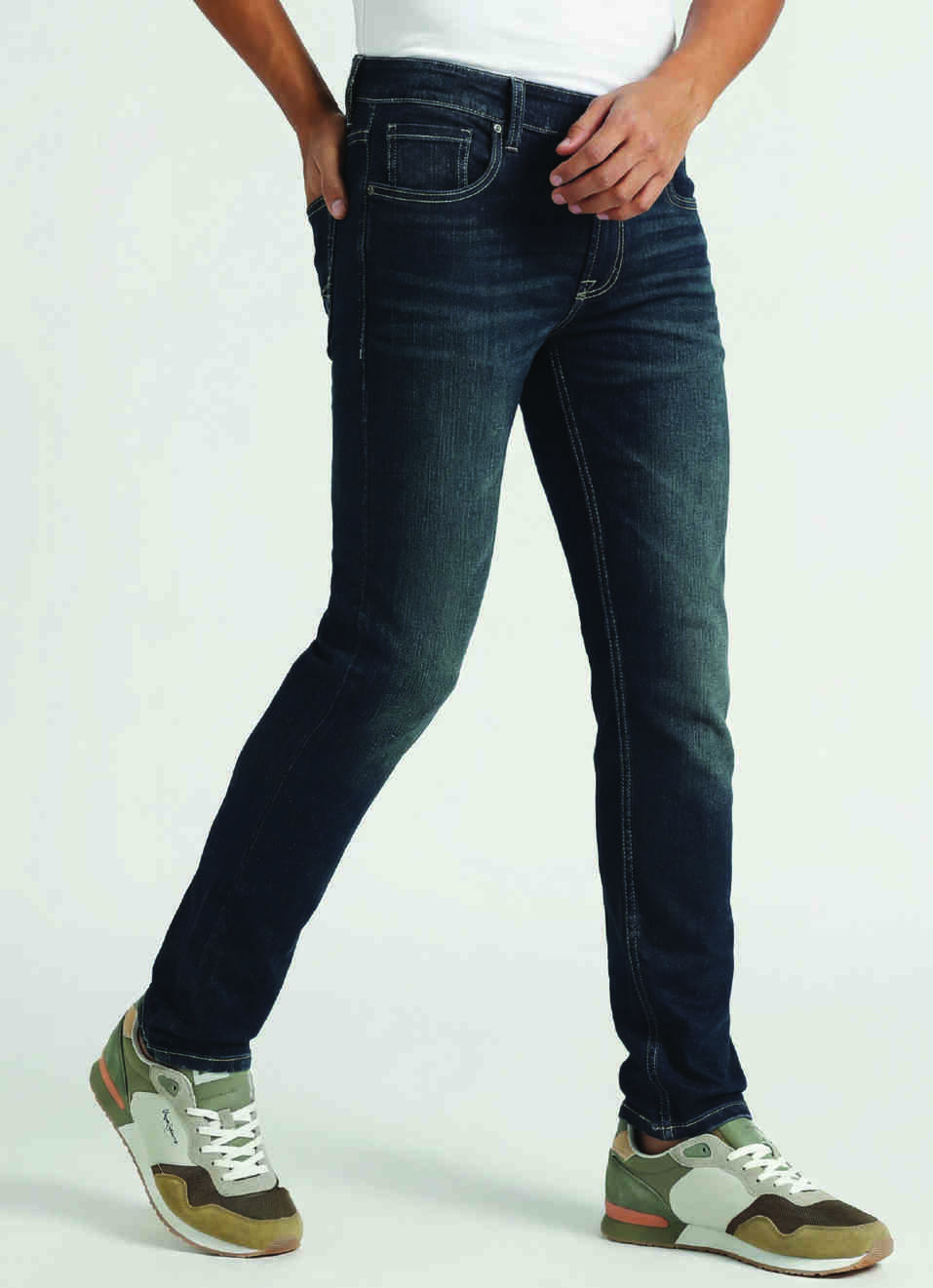 Vapour Dark Blue Low Rise Tapered Fit Jeans, , large image number 0