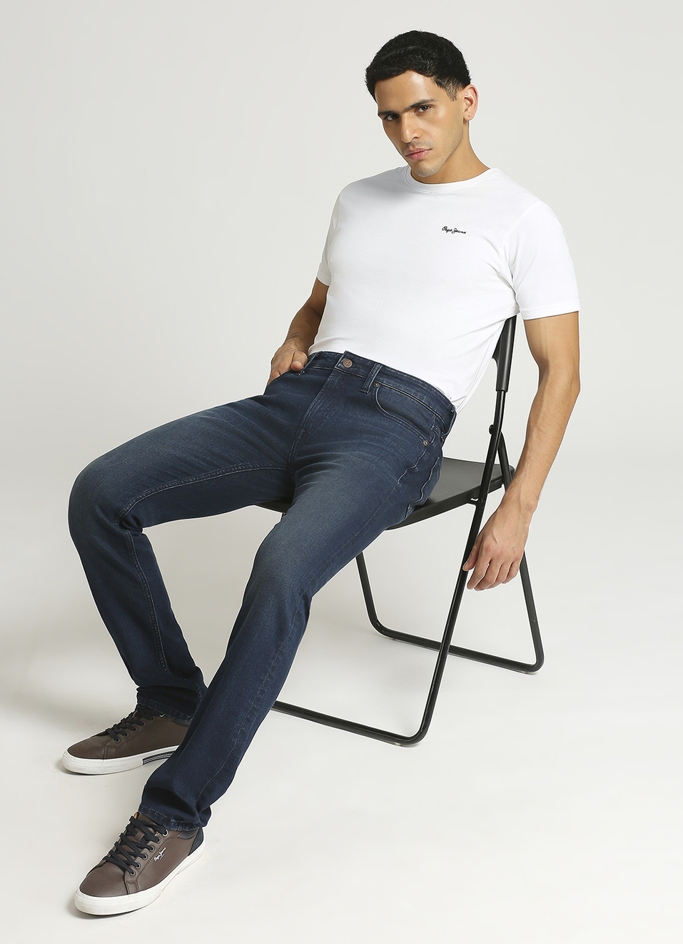 Vapour Dark Blue Mid Rise Skinny Fit Jeans, , large image number 1