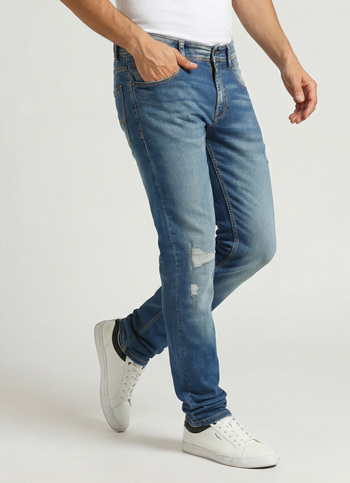 Vapour Tinted Light Blue Mid Rise Slim Fit Powerflex Jeans