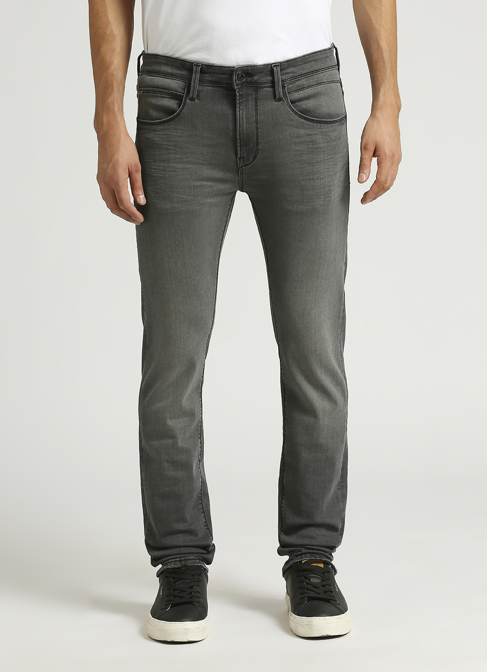 Vapour Grey Mid Rise Slim Fit Powerflex Jeans, , large image number 2