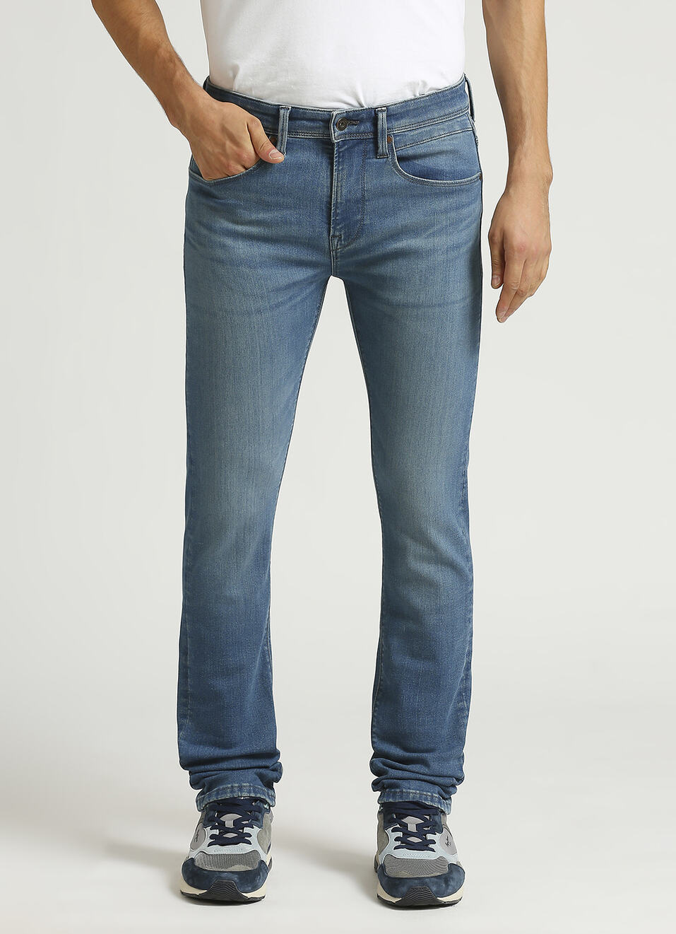 Vapour Mid Rise Slim Fit Green Tinted Poweflex Jeans, , large image number 2