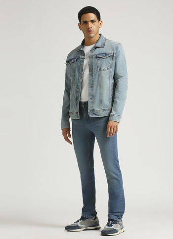 Vapour Mid Rise Slim Fit Green Tinted Poweflex Jeans