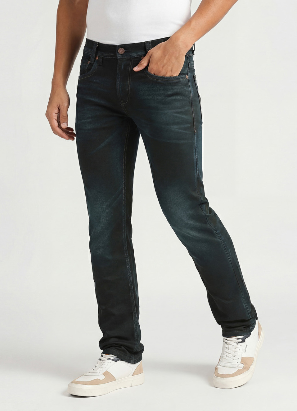 Vapour Dark Blue Mid Rise Slim Fit Jeans, , large image number 0