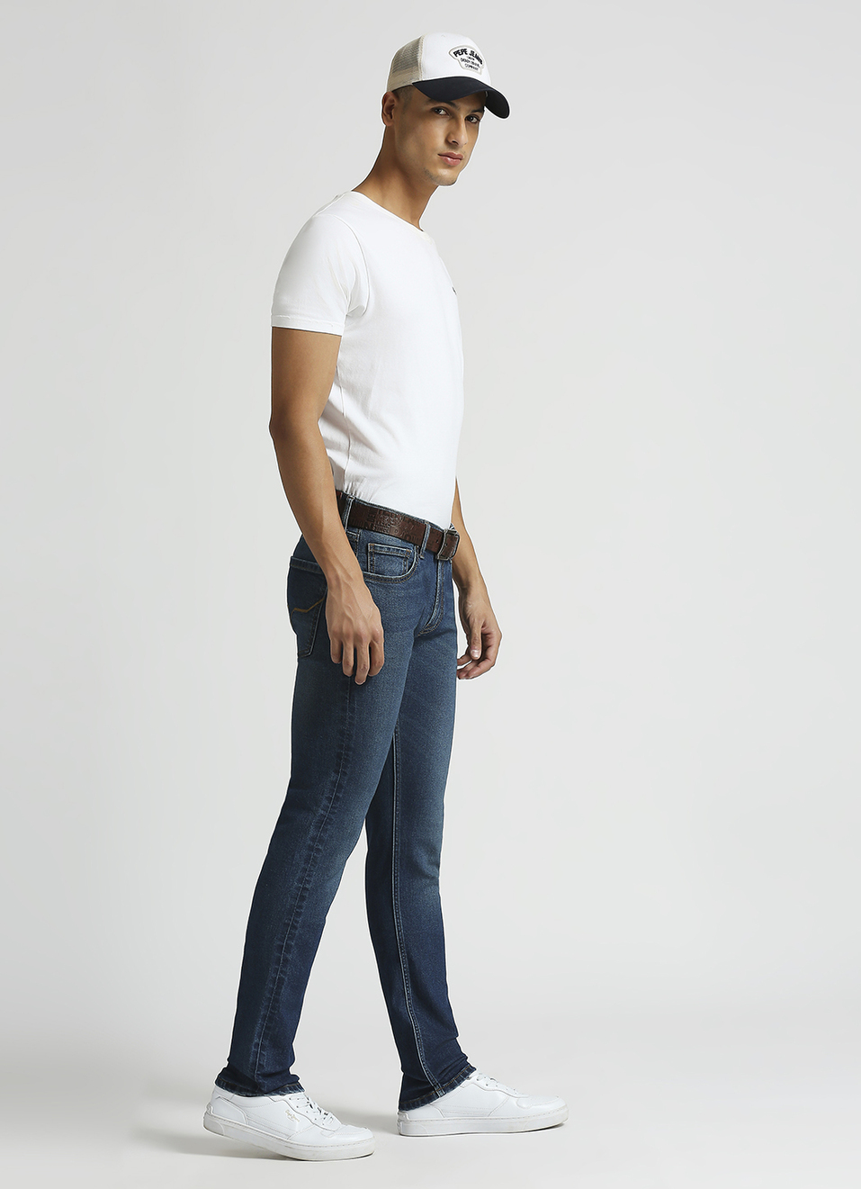 Vapour Dark Blue Mid Rise Slim Fit Jeans, , large image number 5