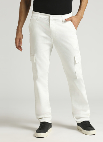 Cargo Straight Mid Rise White Gymindigo Jeans