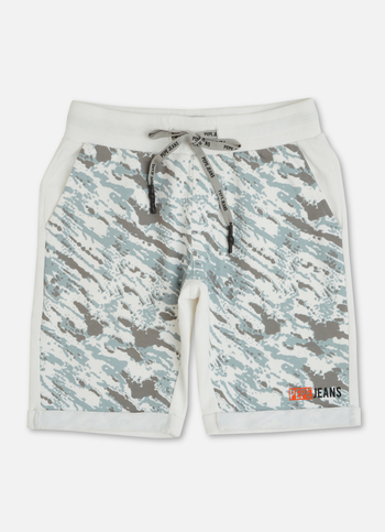 Boys Off White Abstract Print Oversized Fit Shorts