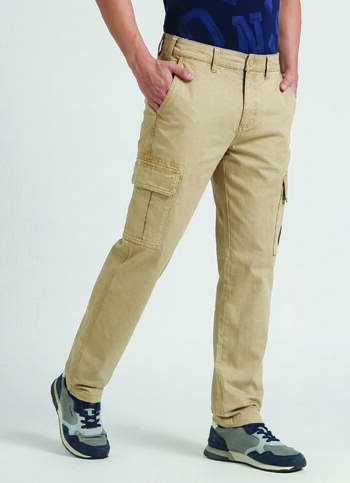 Khaki Overdyed Stretch Cargo Pants