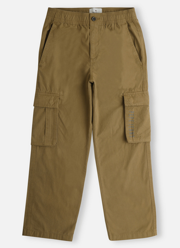 Boys Khaki Brand Print Stretch Cargo Pants