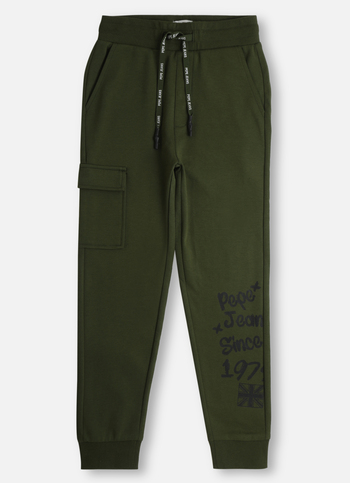 Boys Olive Graphic Print Joggers