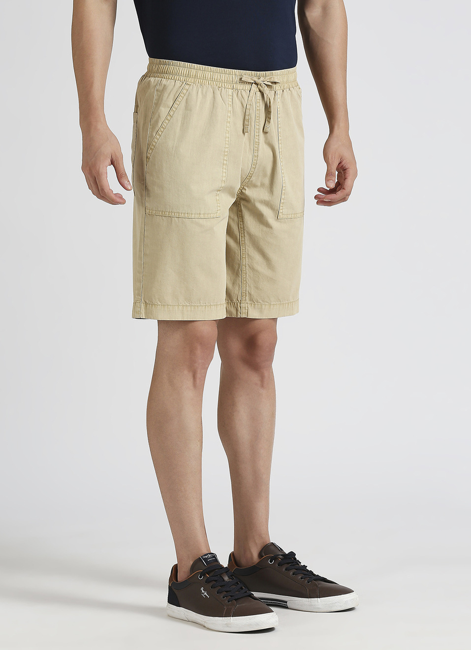 Off White Elasticated Poplin Summer Chino Shorts, , large image number 7