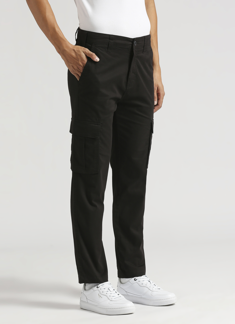 Black Cargo Pockets Pants, , large image number 3
