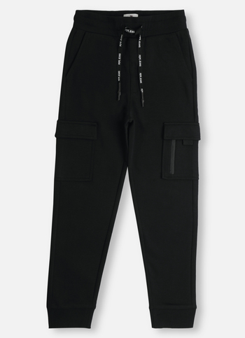 Boys Black Interlock Knit Joggers