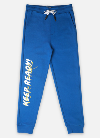 Boys Royal Blue Brand Print Joggers