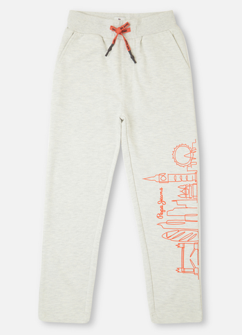 Boys Ecru London City Inspired Print Joggers