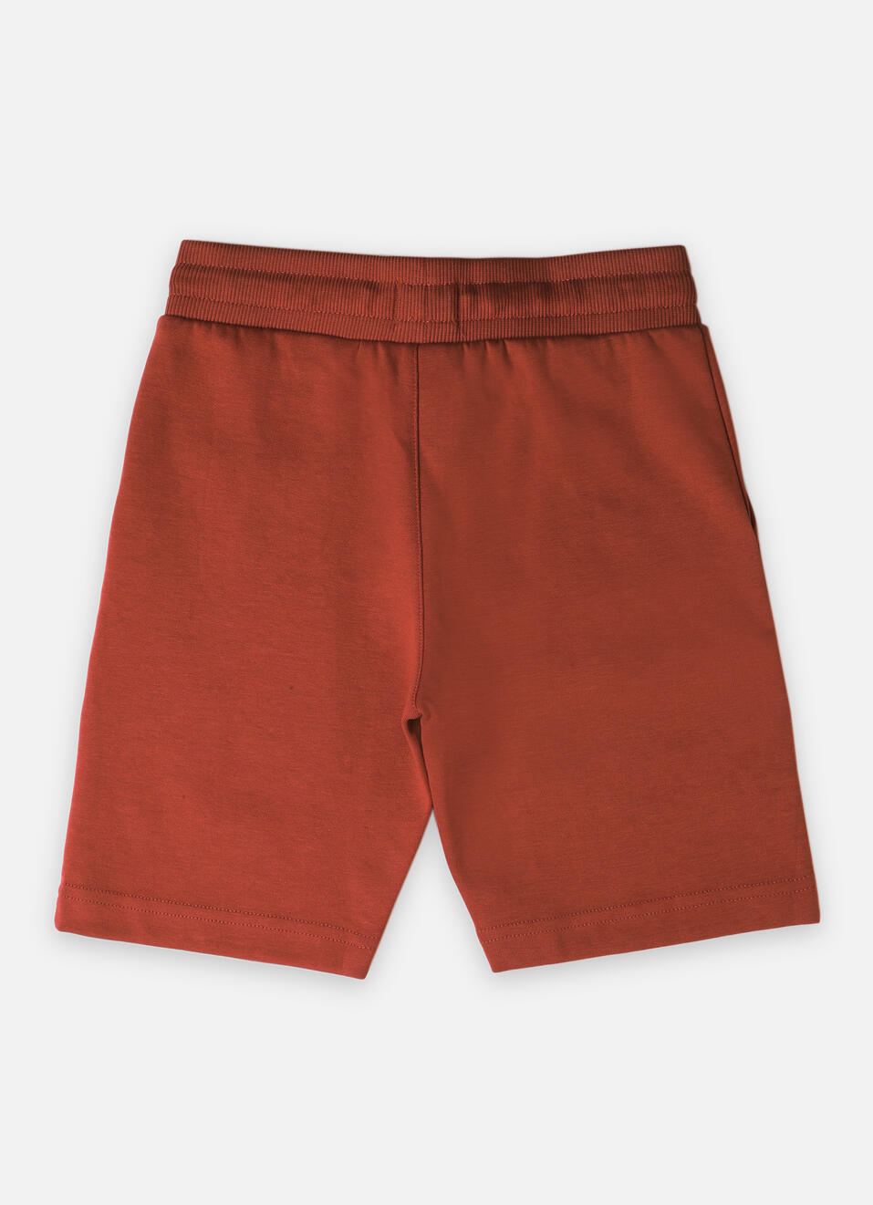 Boys Burnt Orange Brand Print Interlock Knit Shorts, , large image number 1
