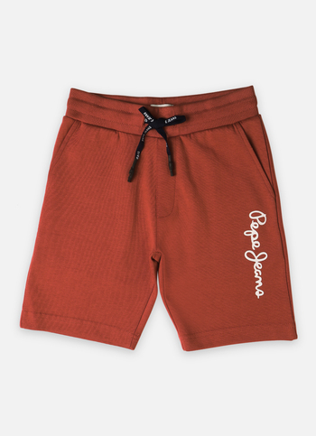 Boys Burnt Orange Brand Print Interlock Knit Shorts