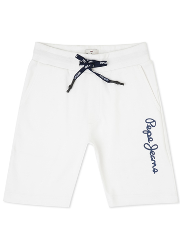 Boys White Brand Print Interlock Knit Shorts