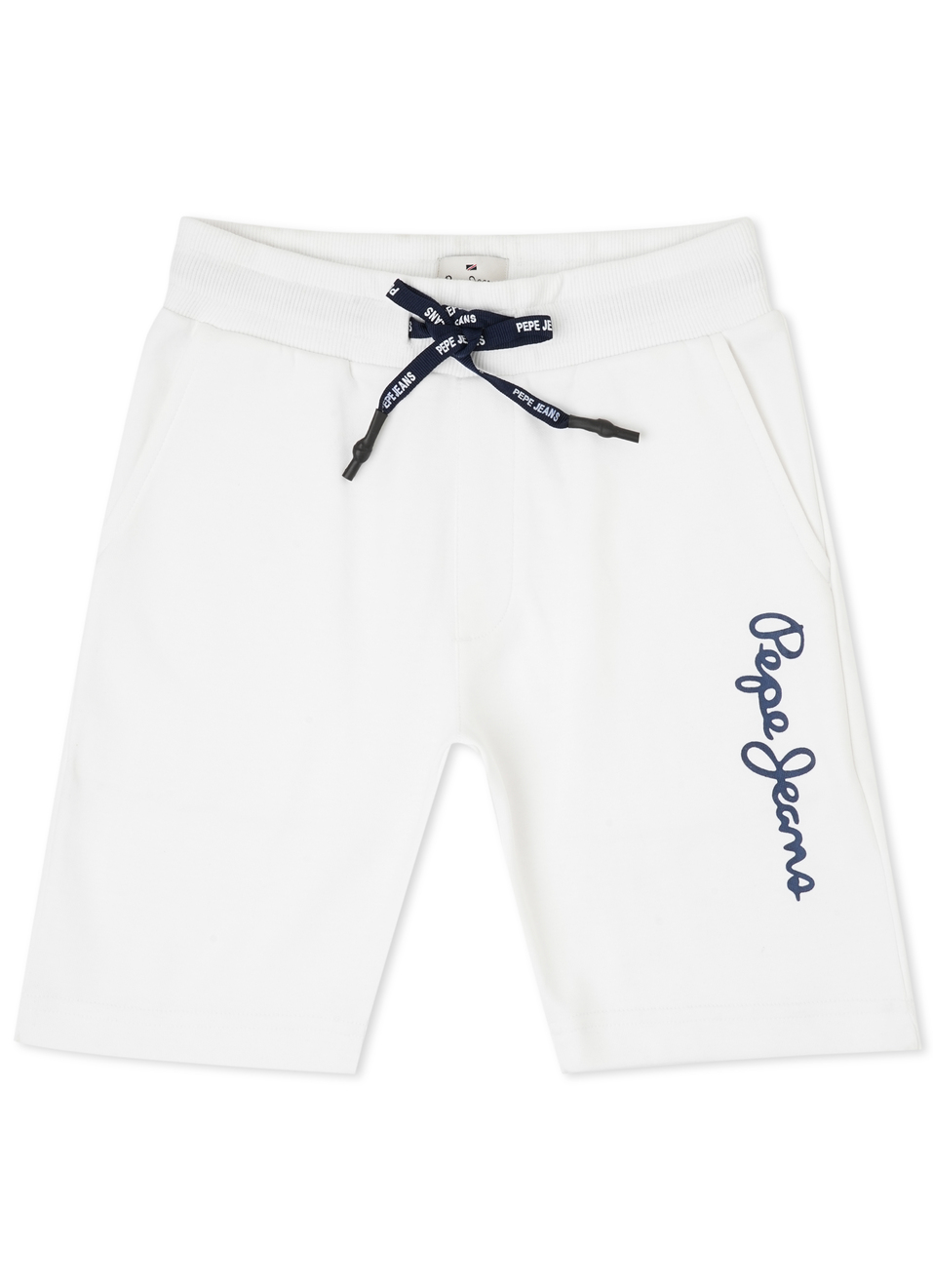 Boys White Brand Print Interlock Knit Shorts, , large image number 0