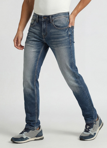 Vapour Blue Low Rise Tapered Jeans