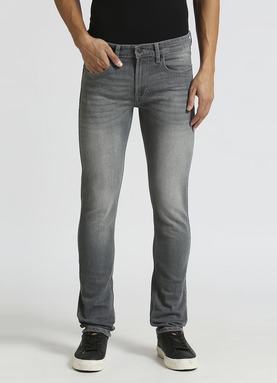 Vapour Grey Mid Rise Slim Fit Jeans, , large image number 2