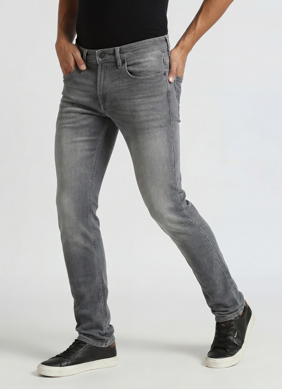 Vapour Grey Mid Rise Slim Fit Jeans, , large image number 0