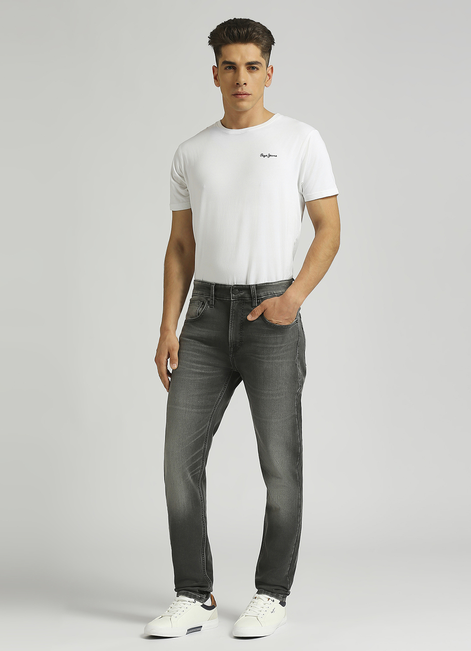Chinox Grey Mid Rise Skinny Jeans, , large image number 1