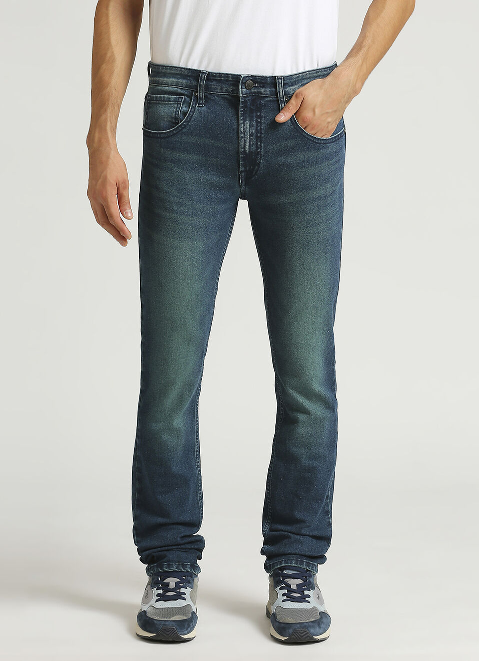 Vapour Dark Blue Mid Rise Slim Fit Jeans, , large image number 2