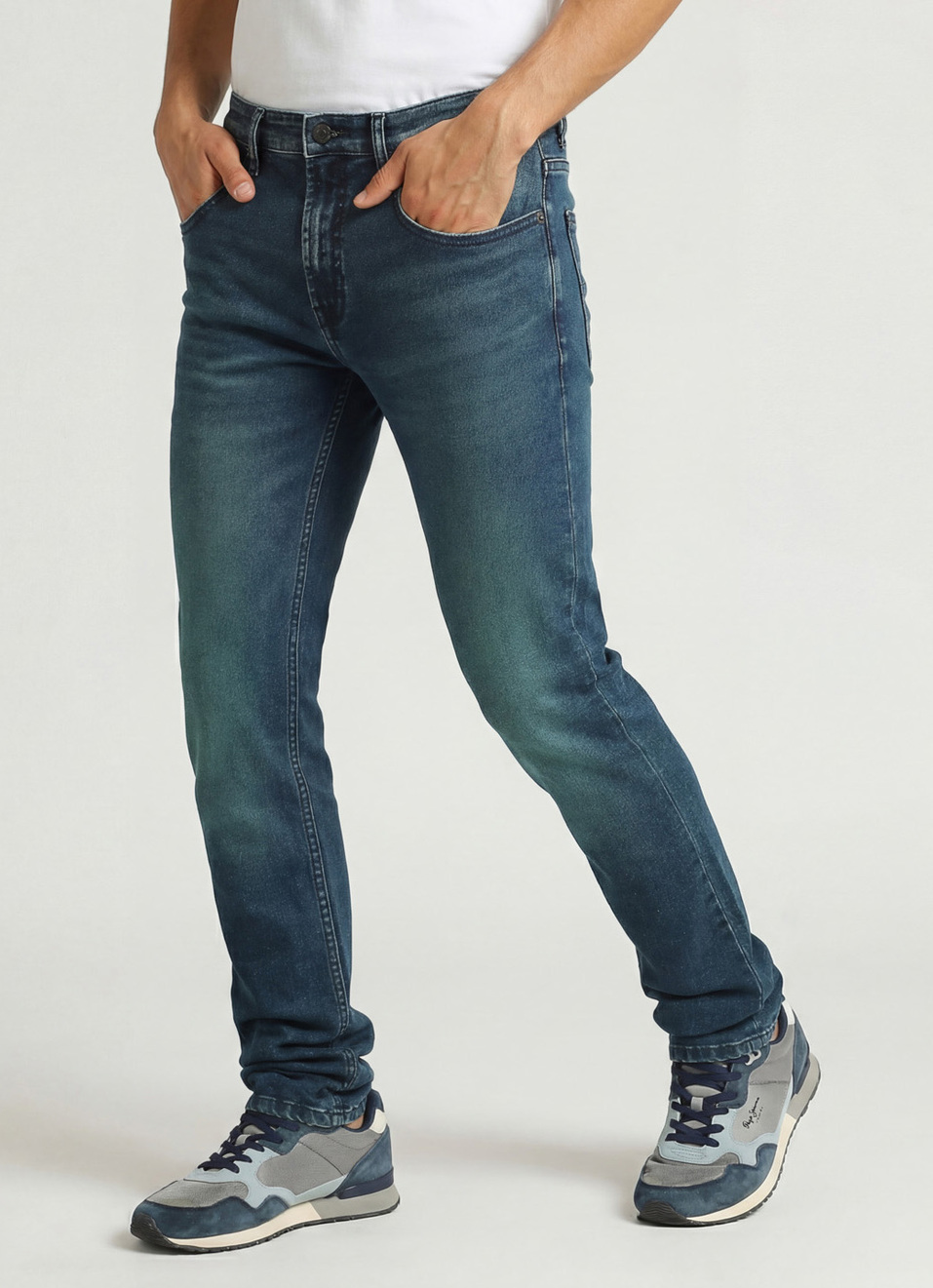 Vapour Dark Blue Mid Rise Slim Fit Jeans, , large image number 0