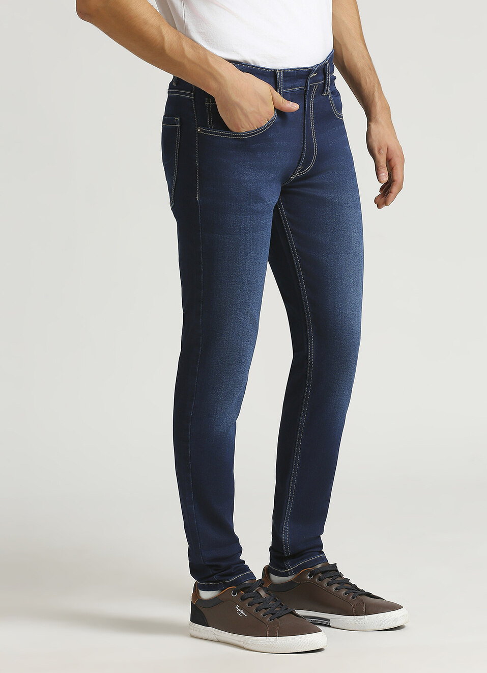 Chinox Dark Blue Mid Rise Skinny Jeans, , large image number 5