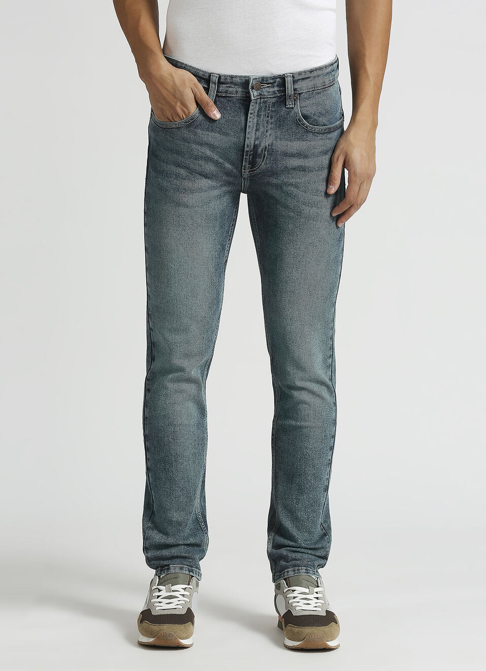 Vapour Dark Blue Low Rise Tapered Jeans, , large image number 2