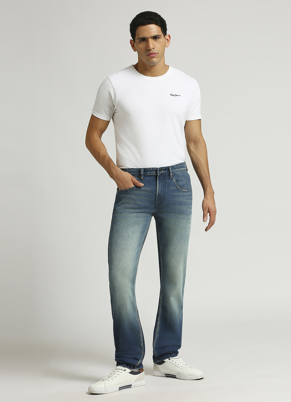 Vapour Blue Mid Rise Slim Fit Jeans, , large image number 1