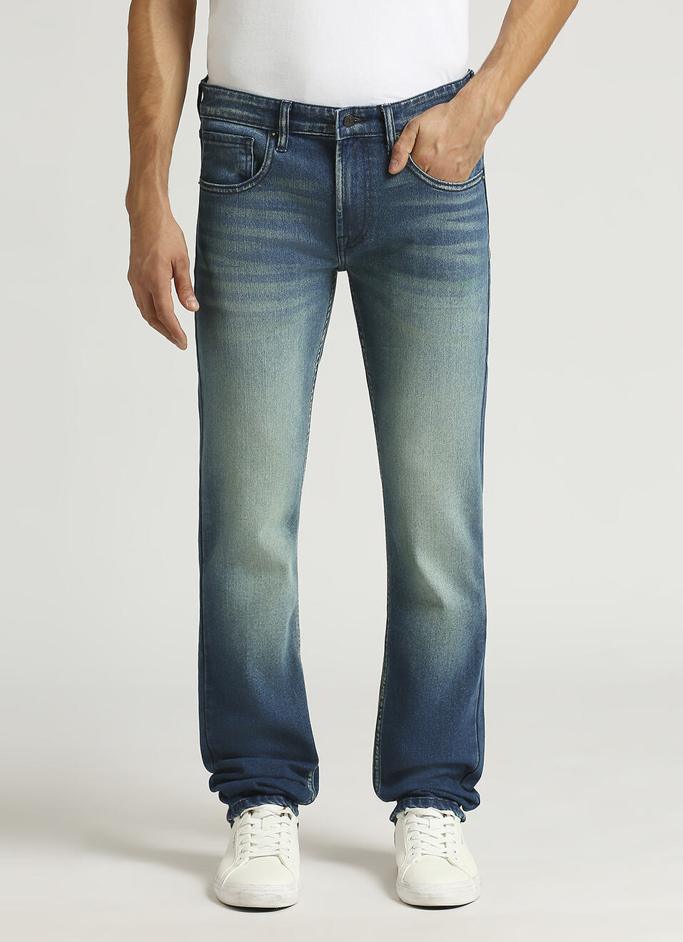 Vapour Blue Mid Rise Slim Fit Jeans, , large image number 2