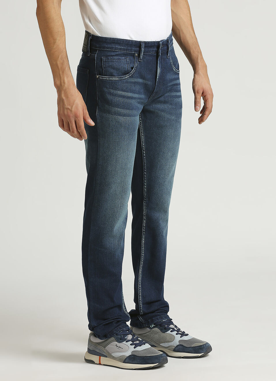 Vapour Dark Blue Mid Rise Slim Fit Jeans, , large image number 5