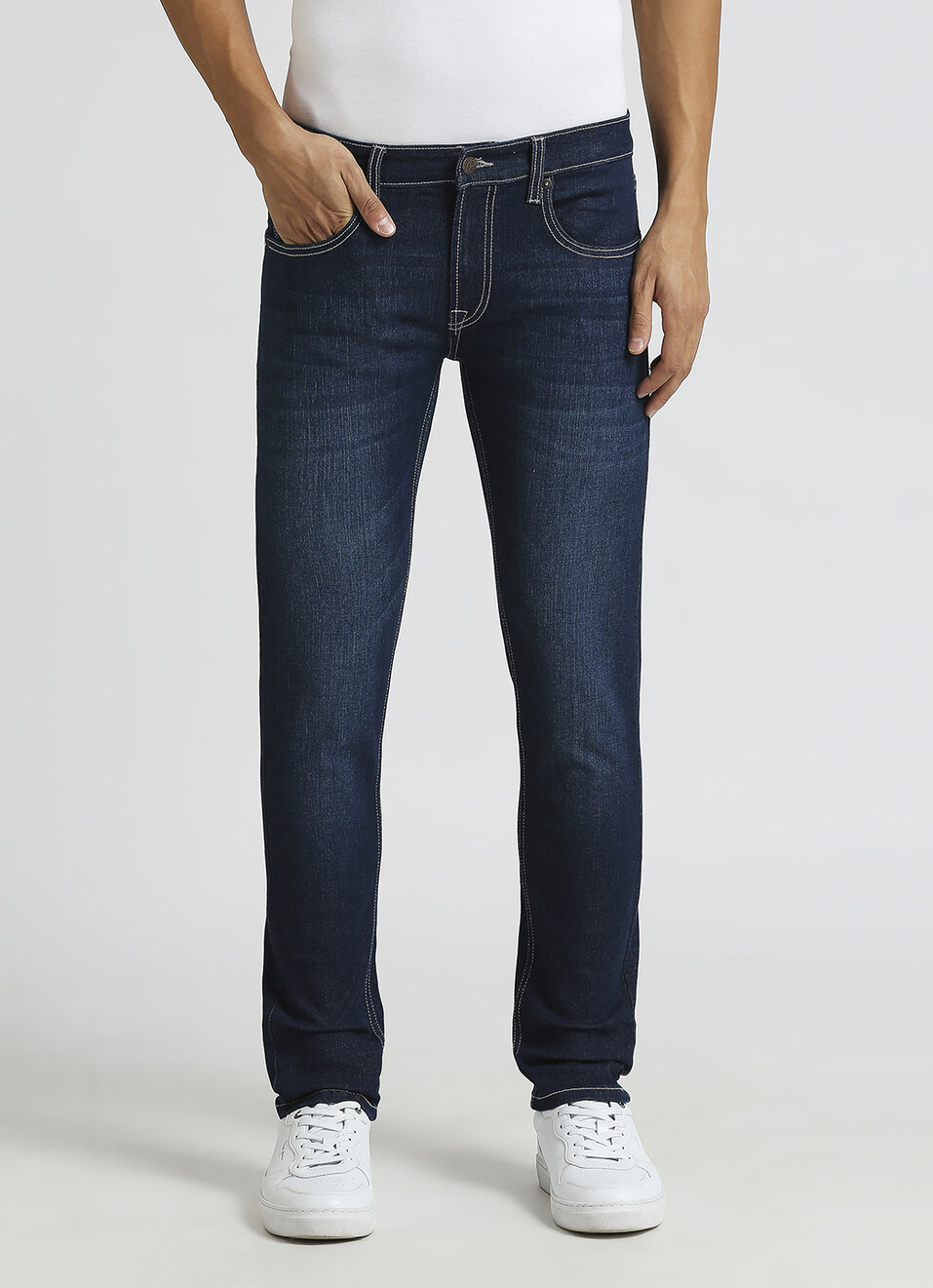 Vapour Dark Blue Low Rise Tapered Jeans, , large image number 2