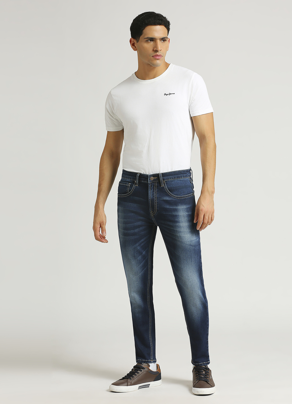 Chinox Dark Blue Mid Rise Ankle Jeans, , large image number 1