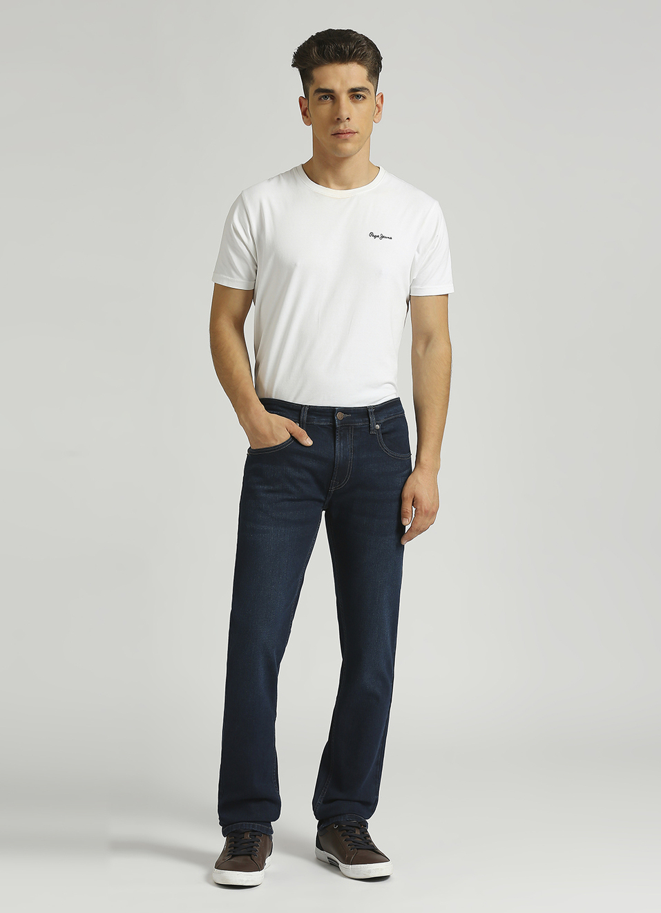 Vapour Dark Blue Mid Rise Slim Fit Jeans, , large image number 1