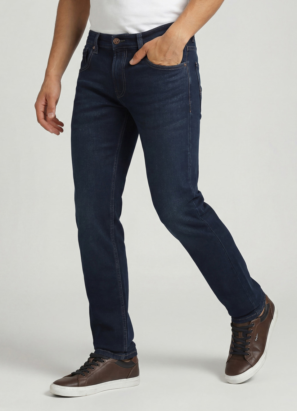 Vapour Dark Blue Mid Rise Slim Fit Jeans, , large image number 0