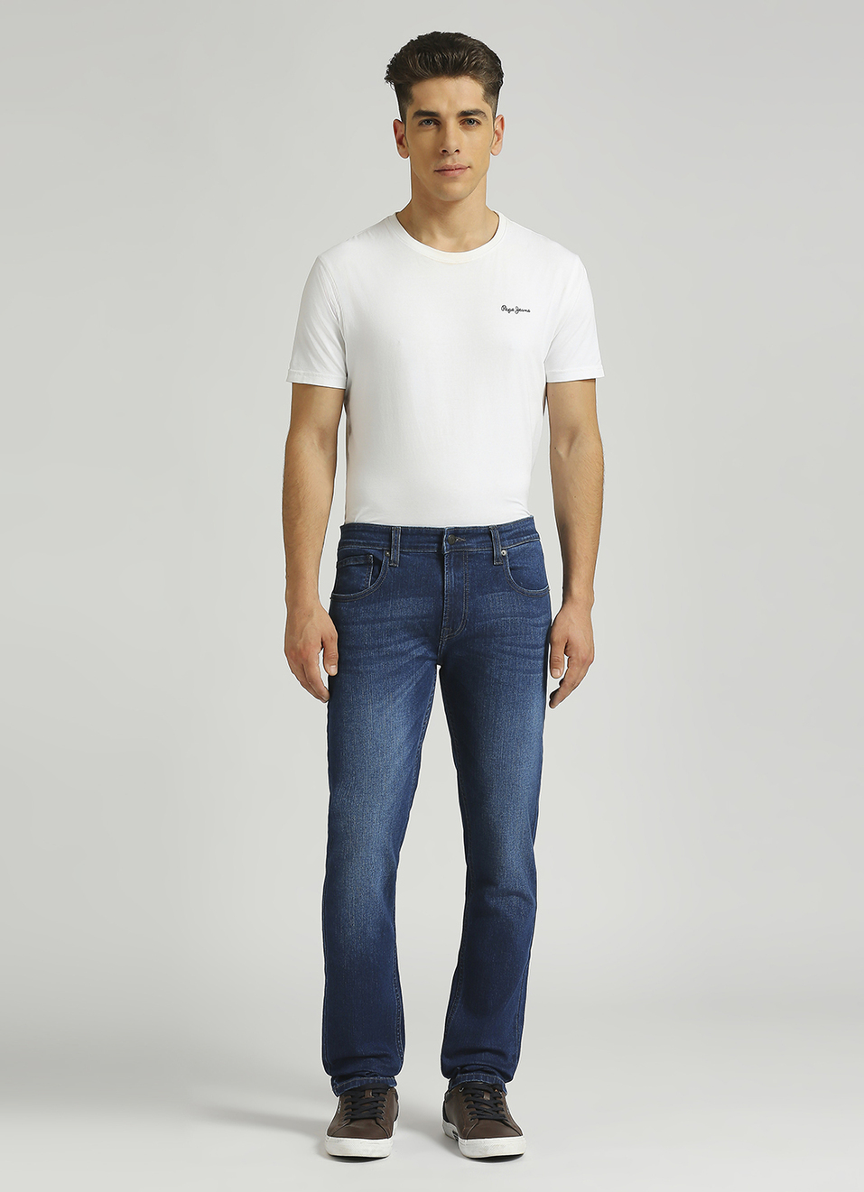 Vapour Dark Blue Mid Rise Slim Fit Jeans, , large image number 1