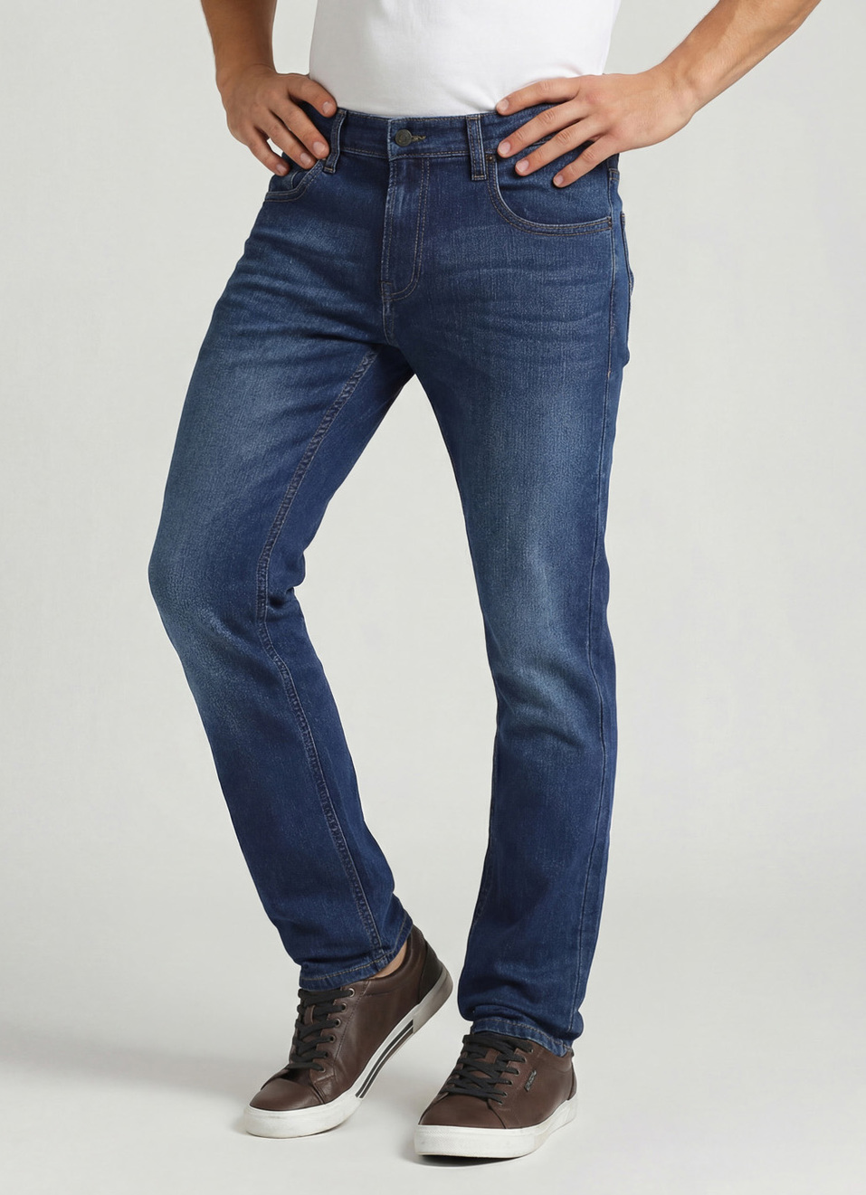 Vapour Dark Blue Mid Rise Slim Fit Jeans, , large image number 0