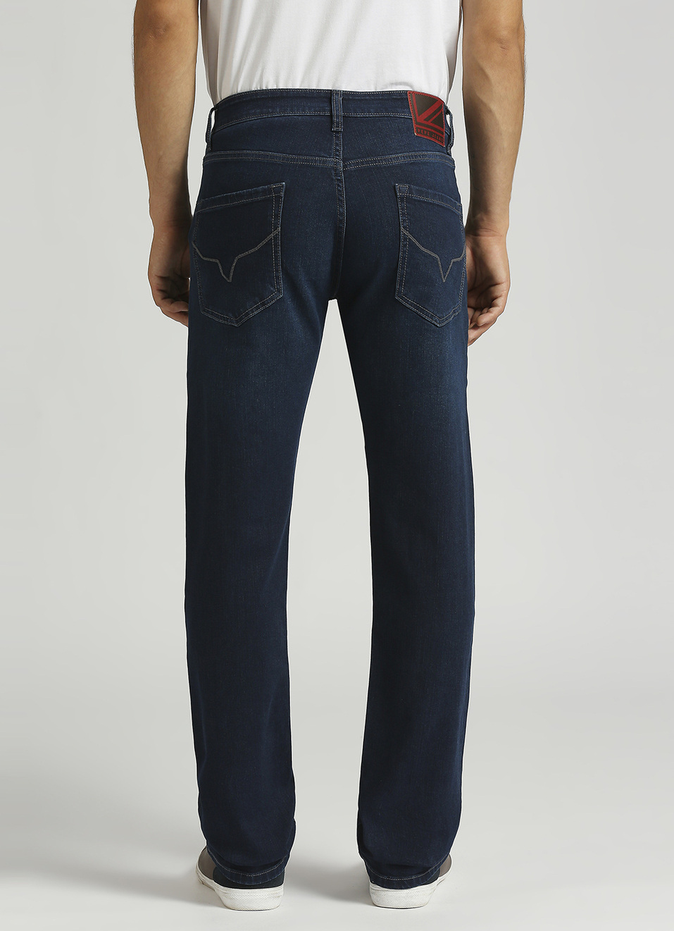 Holborne Dark Blue Mid Rise Straight Fit Jeans, , large image number 4