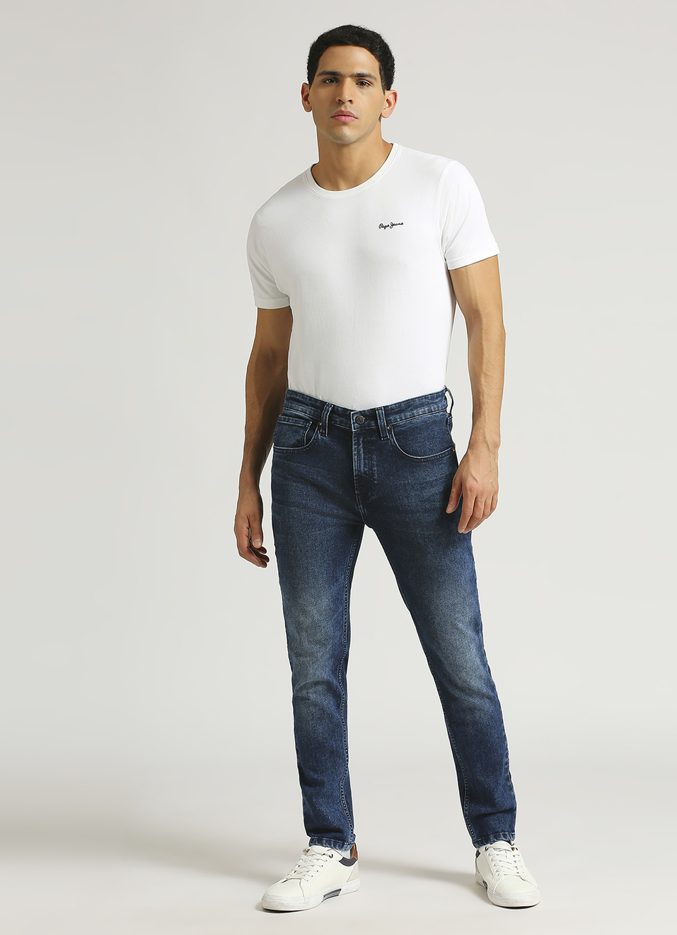 Chinox Dark Blue Mid Rise Ankle Jeans, , large image number 1