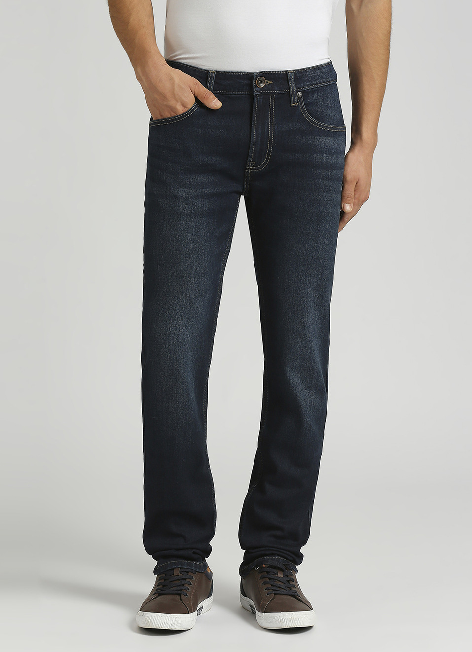 Vapour Dark Blue Mid Rise Slim Fit Jeans, , large image number 2