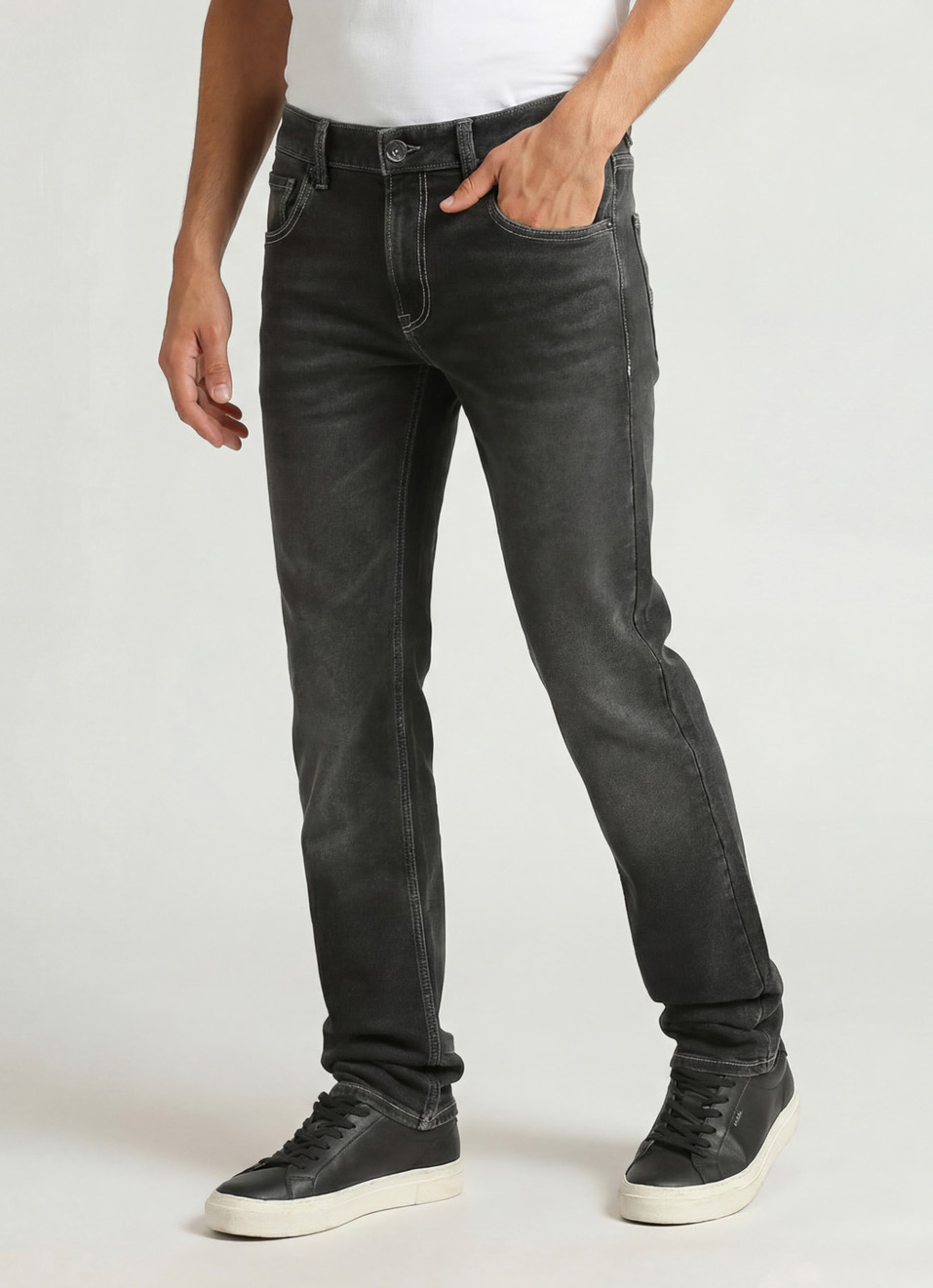 Vapour Black Mid Rise Slim Fit Jeans, , large image number 0