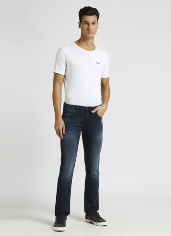 Vapour Dark Blue Mid Rise Slim Fit Jeans